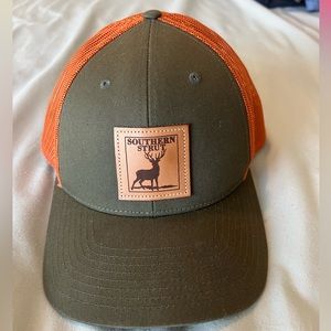 Southern Strut Hat green and orange with leather patch